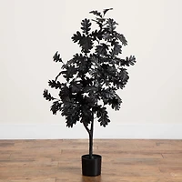 Nearly Natural 4ft Halloween Black Oak Indoor Artificial Tree