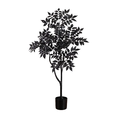 Nearly Natural 4ft Halloween Black Sumac Indoor Artificial Tree
