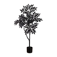 Nearly Natural 4ft Halloween Black Sumac Indoor Artificial Tree