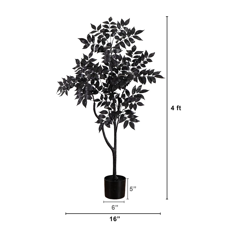 Nearly Natural 4ft Halloween Black Sumac Indoor Artificial Tree