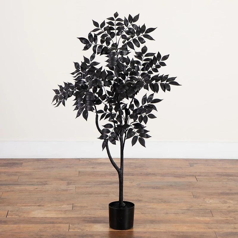 Nearly Natural 4ft Halloween Black Sumac Indoor Artificial Tree