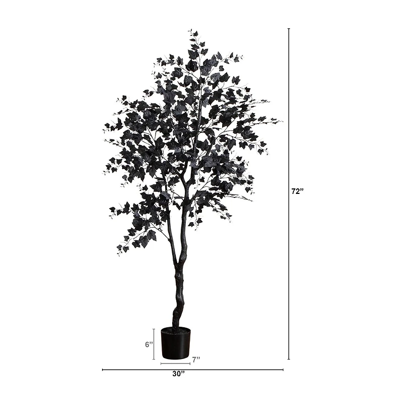 Nearly Natural 6ft Halloween Black Maple Indoor Artificial Tree