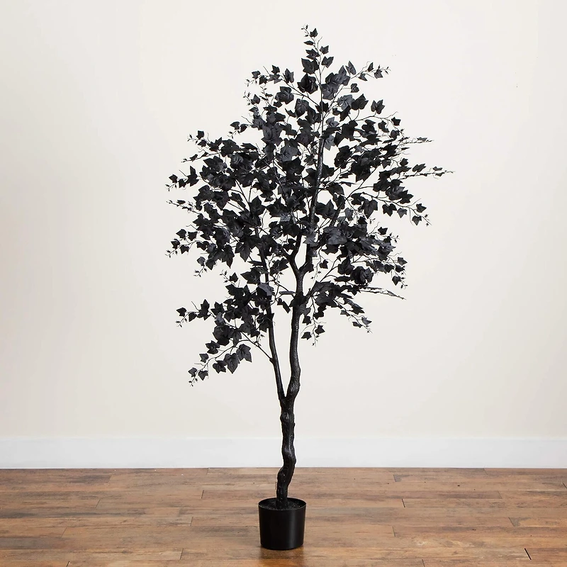 Nearly Natural 6ft Halloween Black Maple Indoor Artificial Tree