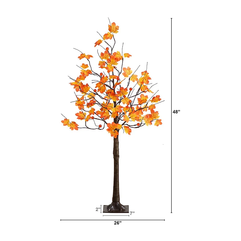 Nearly Natural 4ft Pre-Lit Autumn Maple Lighted Indoor Artificial Tree