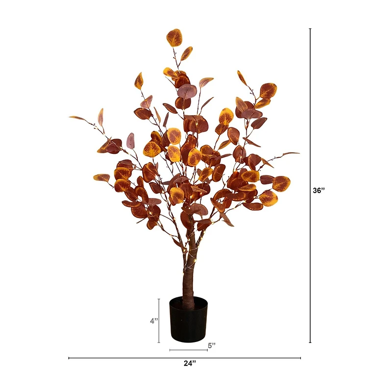 Nearly Natural 3ft Pre-Lit Eucalyptus Fall Lighted Indoor Artificial Tree