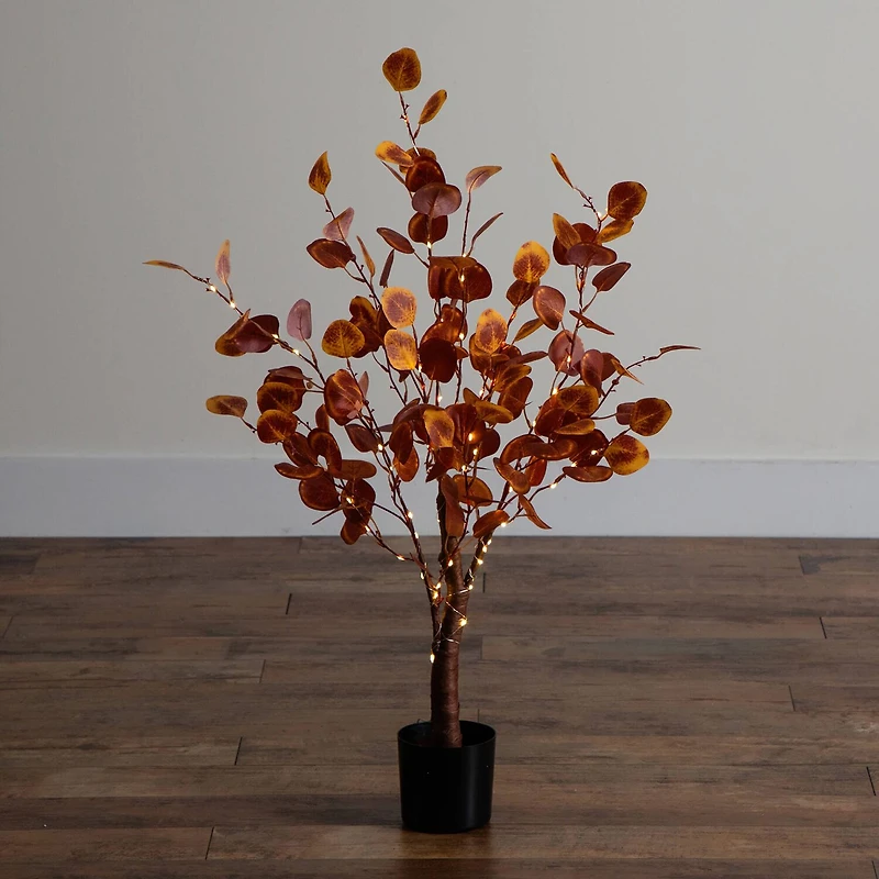 Nearly Natural 3ft Pre-Lit Eucalyptus Fall Lighted Indoor Artificial Tree