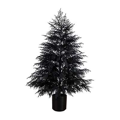 Nearly Natural 6ft Halloween Black Norfolk Pine Indoor Artificial Tree