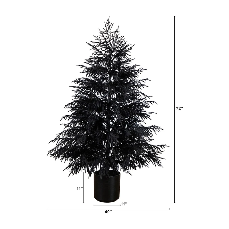 Nearly Natural 6ft Halloween Black Norfolk Pine Indoor Artificial Tree