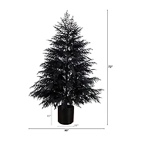 Nearly Natural 6ft Halloween Black Norfolk Pine Indoor Artificial Tree