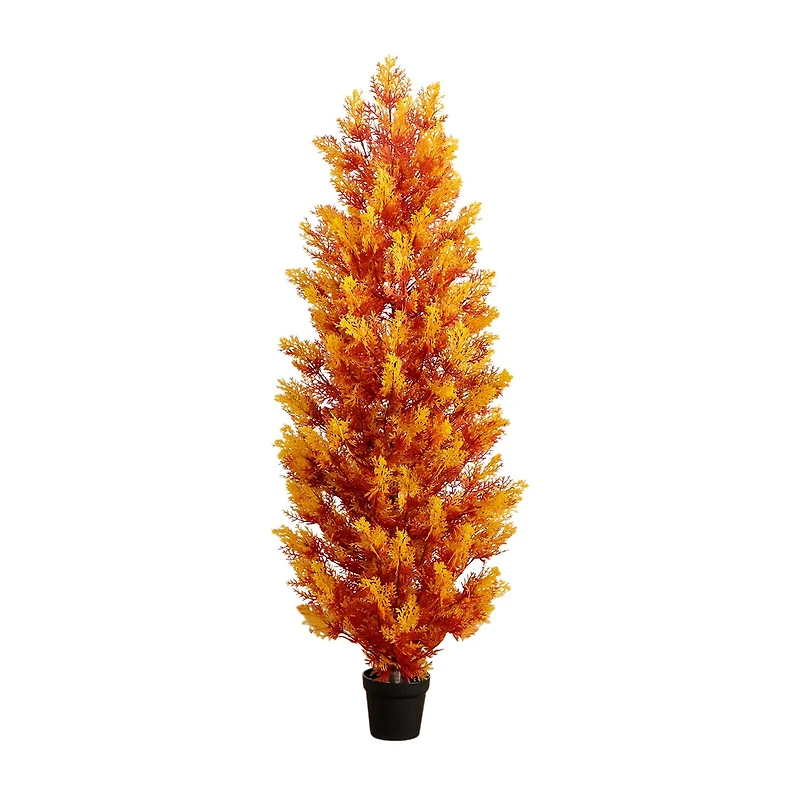 Nearly Natural 5ft Uv Resistant Fall Cedar Indoor Outdoor Artificial Tree