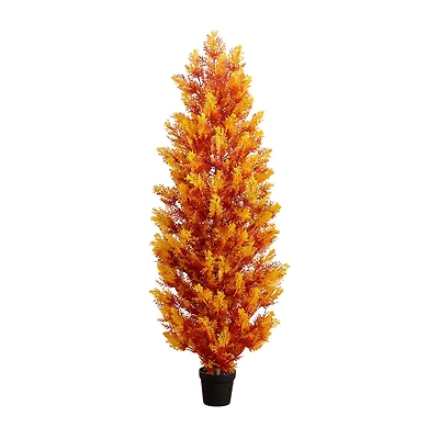 Nearly Natural 5ft Uv Resistant Fall Cedar Indoor Outdoor Artificial Tree