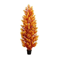 Nearly Natural 5ft Uv Resistant Fall Cedar Indoor Outdoor Artificial Tree