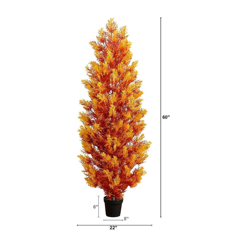 Nearly Natural 5ft Uv Resistant Fall Cedar Indoor Outdoor Artificial Tree
