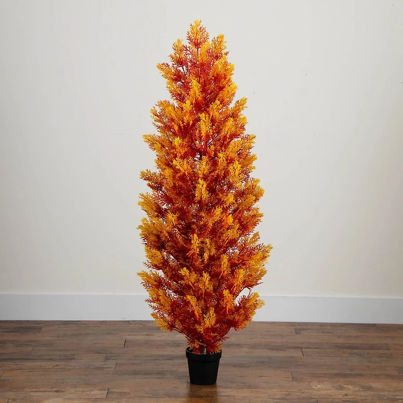 Nearly Natural 5ft Uv Resistant Fall Cedar Indoor Outdoor Artificial Tree