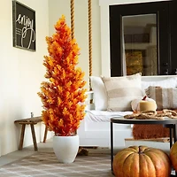 Nearly Natural 5ft Uv Resistant Fall Cedar Indoor Outdoor Artificial Tree
