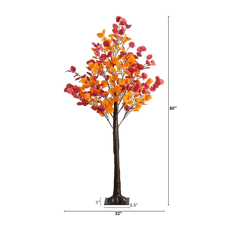 Nearly Natural 5ft Autumn Eucalyptus Lighted Indoor Artificial Tree
