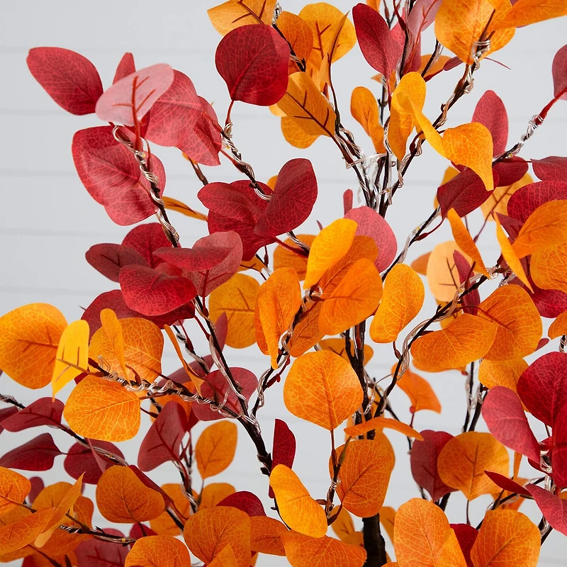 Nearly Natural 5ft Autumn Eucalyptus Lighted Indoor Artificial Tree