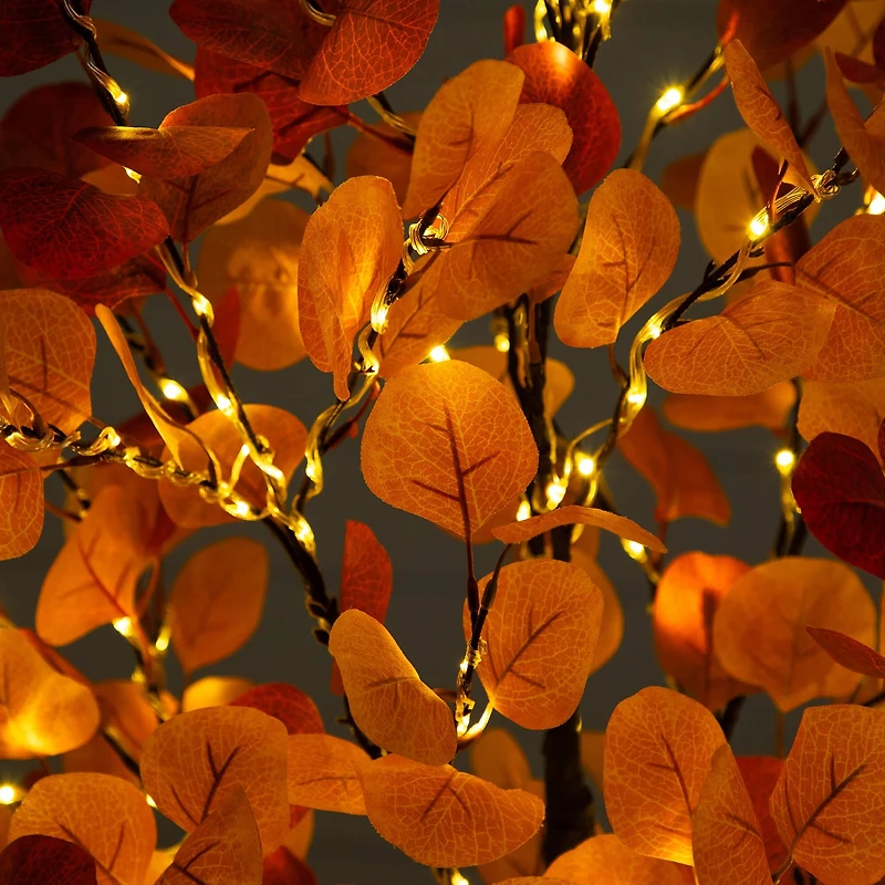 Nearly Natural 5ft Autumn Eucalyptus Lighted Indoor Artificial Tree