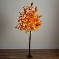 Nearly Natural 7ft Pre-Lit Autumn Maple Fall Lighted Indoor Artificial Tree