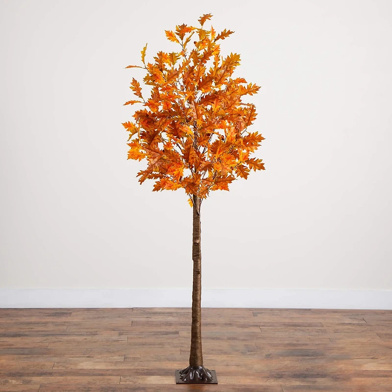 Nearly Natural 6ft Pre-Lit Burnt Orange Autumn Lighted Indoor Artificial Tree
