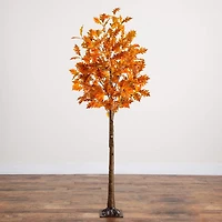 Nearly Natural 6ft Pre-Lit Burnt Orange Autumn Lighted Indoor Artificial Tree