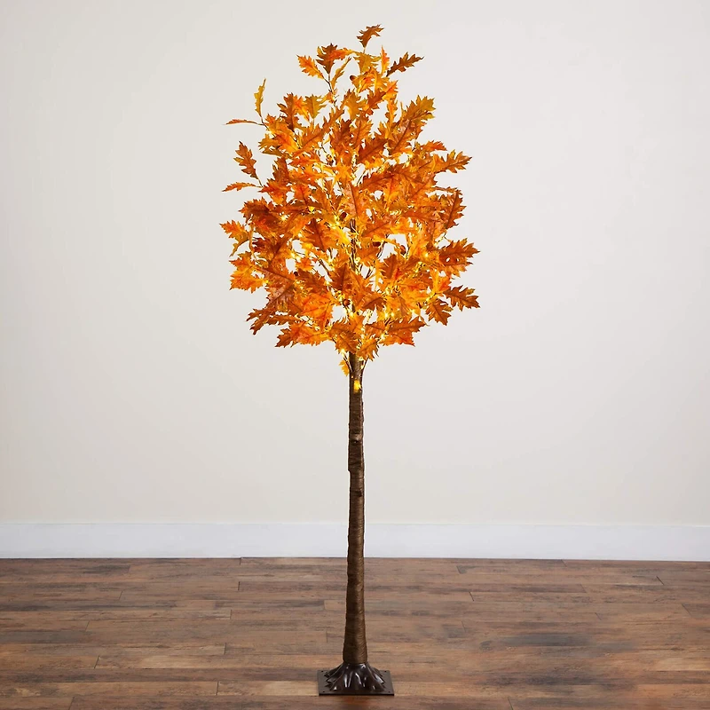 Nearly Natural 6ft Pre-Lit Burnt Orange Autumn Lighted Indoor Artificial Tree
