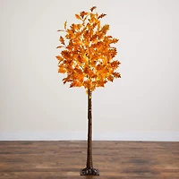 Nearly Natural 6ft Pre-Lit Burnt Orange Autumn Lighted Indoor Artificial Tree