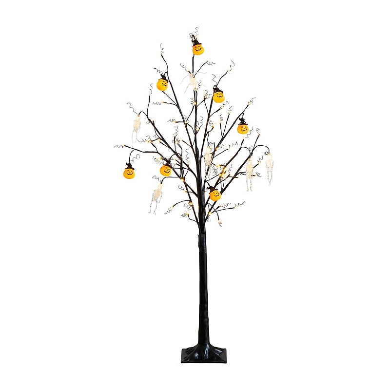 Nearly Natural 5ft Pre-Lit Halloween Pumpkins Lighted Indoor Artificial Tree