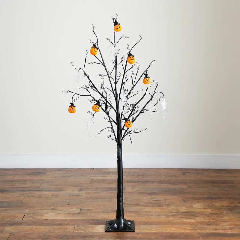 Nearly Natural 5ft Pre-Lit Halloween Pumpkins Lighted Indoor Artificial Tree