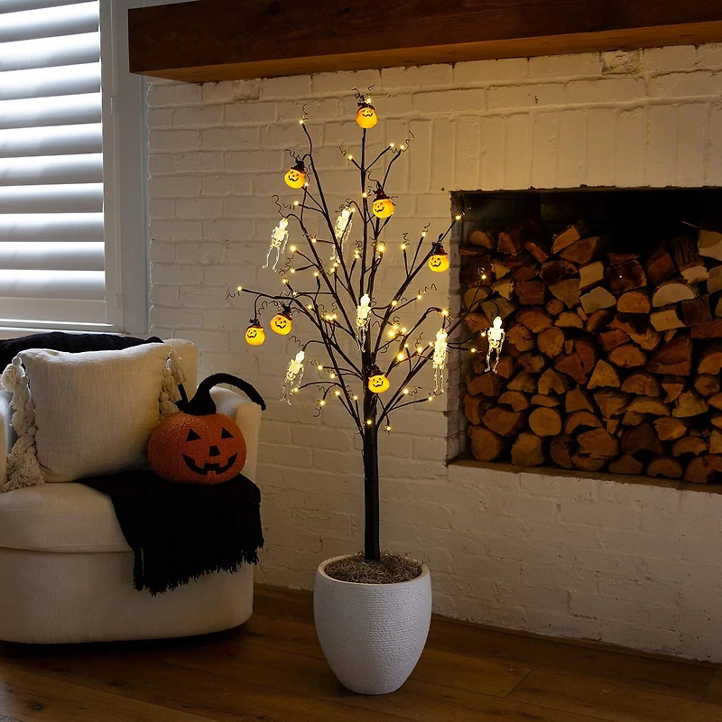 Nearly Natural 5ft Pre-Lit Halloween Pumpkins Lighted Indoor Artificial Tree