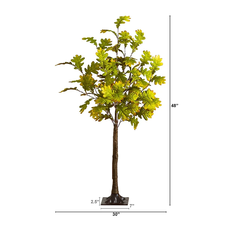 Nearly Natural 4ft Pre-Lit Green Autumn Oak Lighted Indoor Artificial Tree