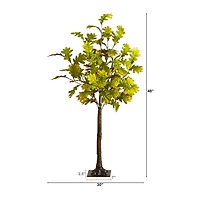 Nearly Natural 4ft Pre-Lit Green Autumn Oak Lighted Indoor Artificial Tree