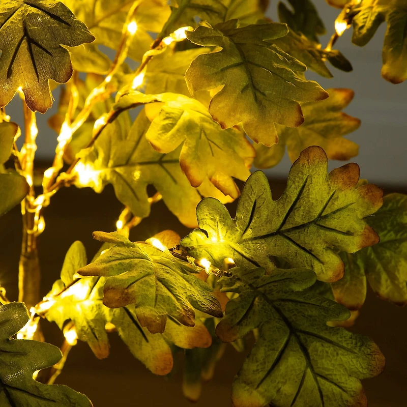 Nearly Natural 4ft Pre-Lit Green Autumn Oak Lighted Indoor Artificial Tree