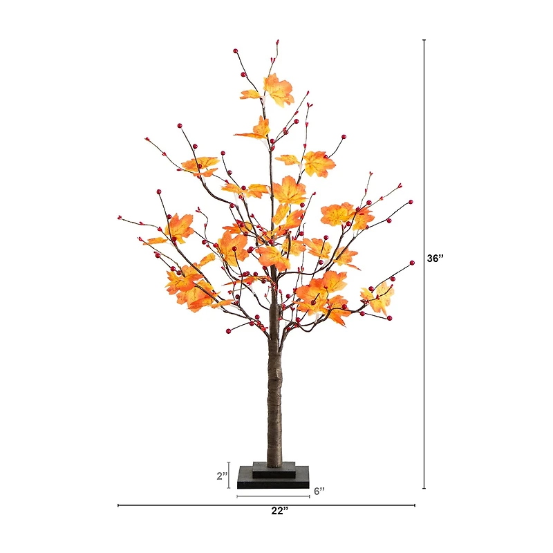 Nearly Natural 3ft Autumn Maple Fall Lighted Indoor Artificial Tree