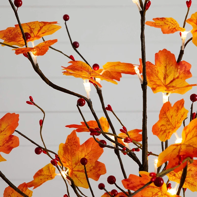 Nearly Natural 3ft Autumn Maple Fall Lighted Indoor Artificial Tree