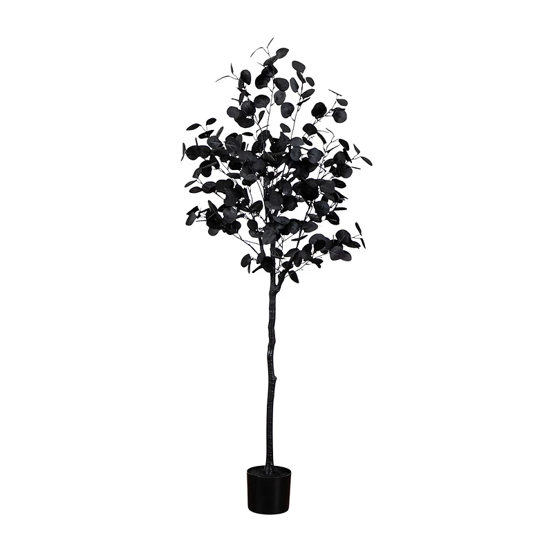 Nearly Natural 5ft Halloween Black Eucalyptus Indoor Artificial Tree