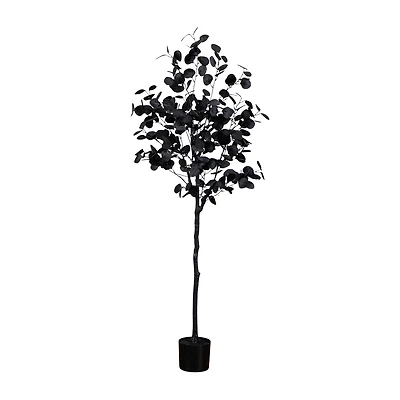 Nearly Natural 5ft Halloween Black Eucalyptus Indoor Artificial Tree