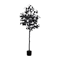 Nearly Natural 5ft Halloween Black Eucalyptus Indoor Artificial Tree