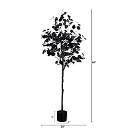 Nearly Natural 5ft Halloween Black Eucalyptus Indoor Artificial Tree