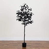Nearly Natural 5ft Halloween Black Eucalyptus Indoor Artificial Tree