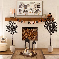 Nearly Natural 5ft Halloween Black Eucalyptus Indoor Artificial Tree