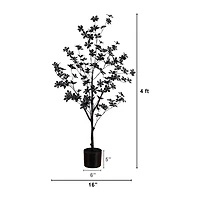 Nearly Natural 4ft Black Enkianthus Indoor Artificial Tree