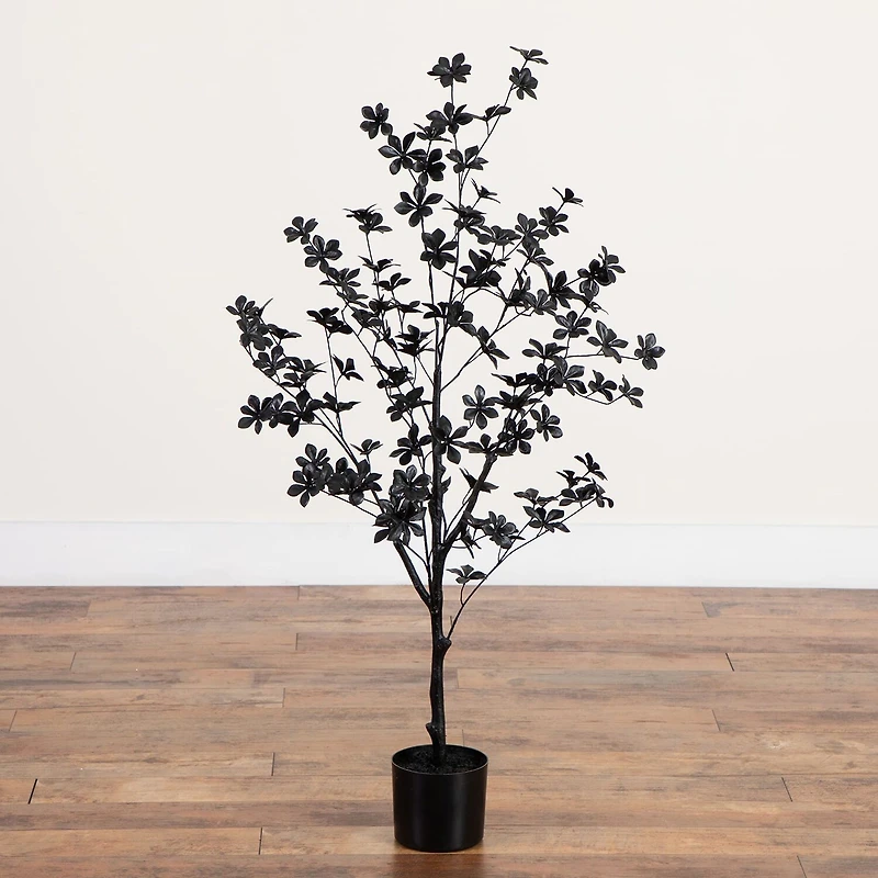 Nearly Natural 4ft Black Enkianthus Indoor Artificial Tree