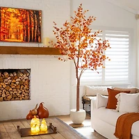 Nearly Natural 9ft Pre-Lit Autumn Eucalyptus Lighted Indoor Artificial Tree