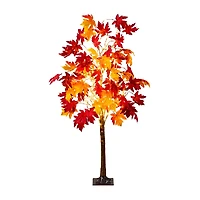 Nearly Natural 5ft Pre-Lit Autumn Weeping Maple Lighted Indoor Artificial Tree