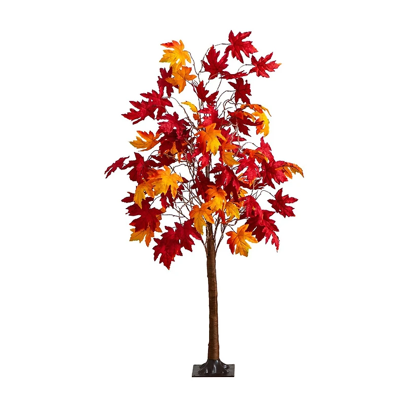 Nearly Natural 5ft Pre-Lit Autumn Weeping Maple Lighted Indoor Artificial Tree