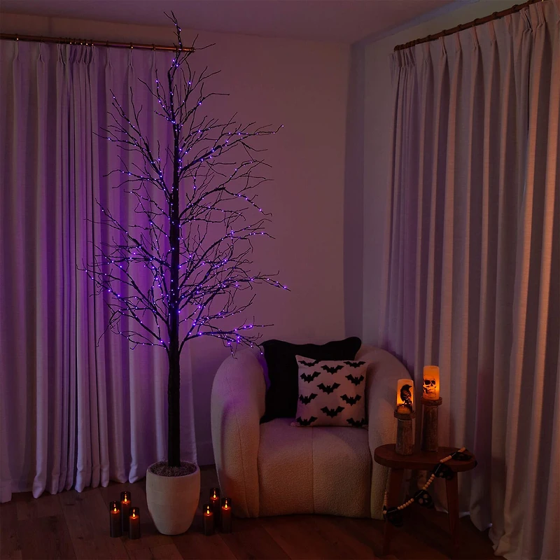 Nearly Natural 8ft Pre-Lit Halloween Twig Lighted Indoor Artificial Tree
