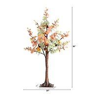 Nearly Natural 3ft Pre-Lit Autumn Eucalyptus Lighted Indoor Artificial Tree