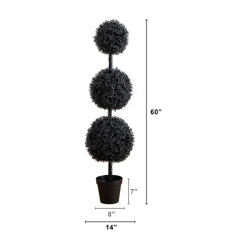 Nearly Natural 5ft Uv Black Boxwood Ball Topiary In/Out Indoor Outdoor Artificial Tree