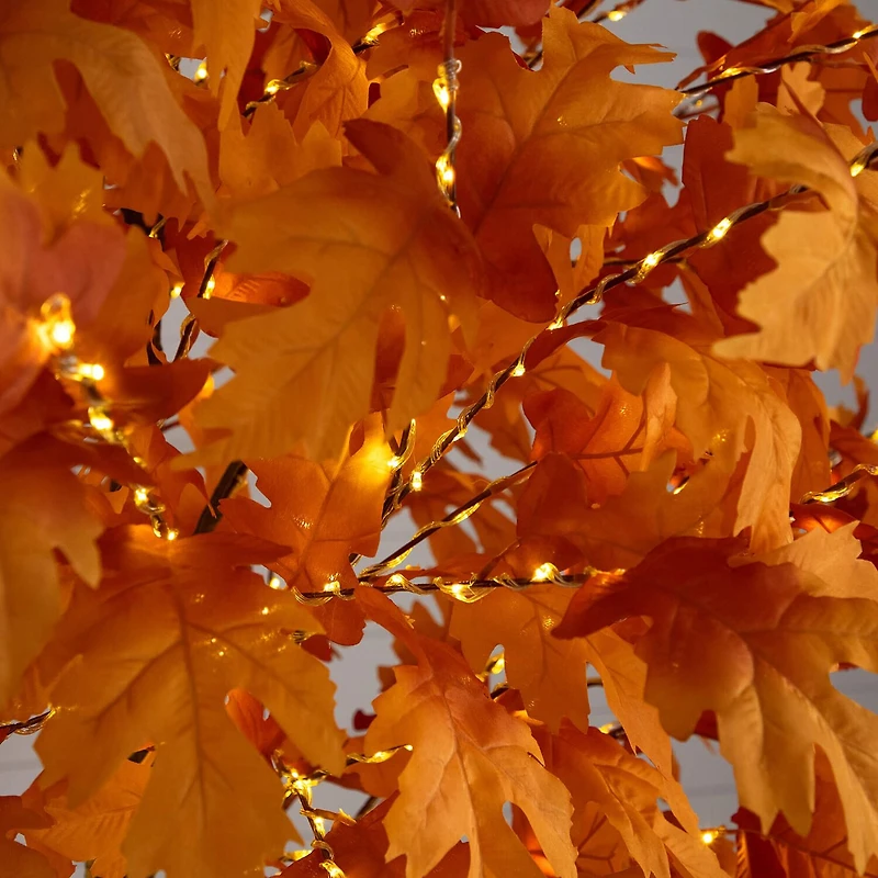 Nearly Natural 8ft Pre-Lit Autumn Maple Lighted Indoor Artificial Tree